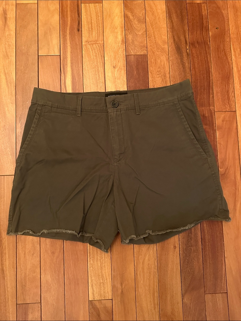 Banana Republic Olive Green Frayed Hem Bermuda Shorts